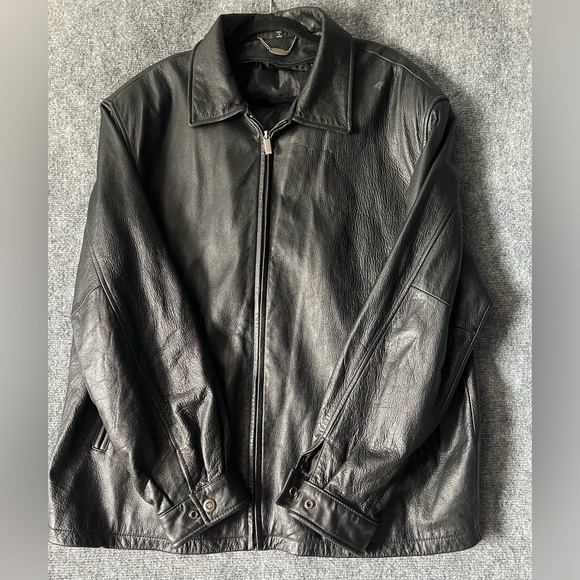 Vintage Tanners AvenueBlack 100% Genuine Leather Jacket Motorcycle BikerXl